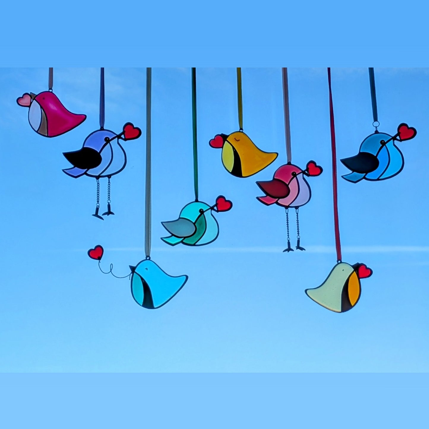 Hartjes Regenboog Vogeltjes- Set van 8 stuks